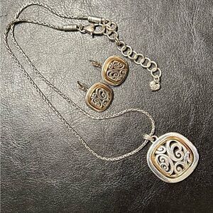Brighton Spin Master Two-tone Necklace and Earrings Set